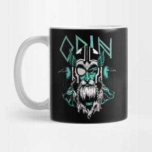 Nordic god Odin with two ravens to his sides Mug